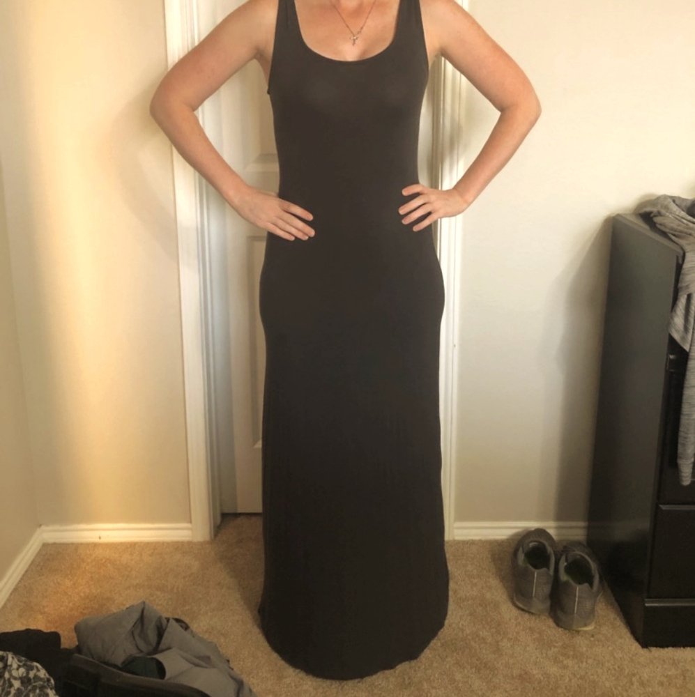 Grey fitted maxi dress